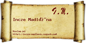 Incze Madléna névjegykártya